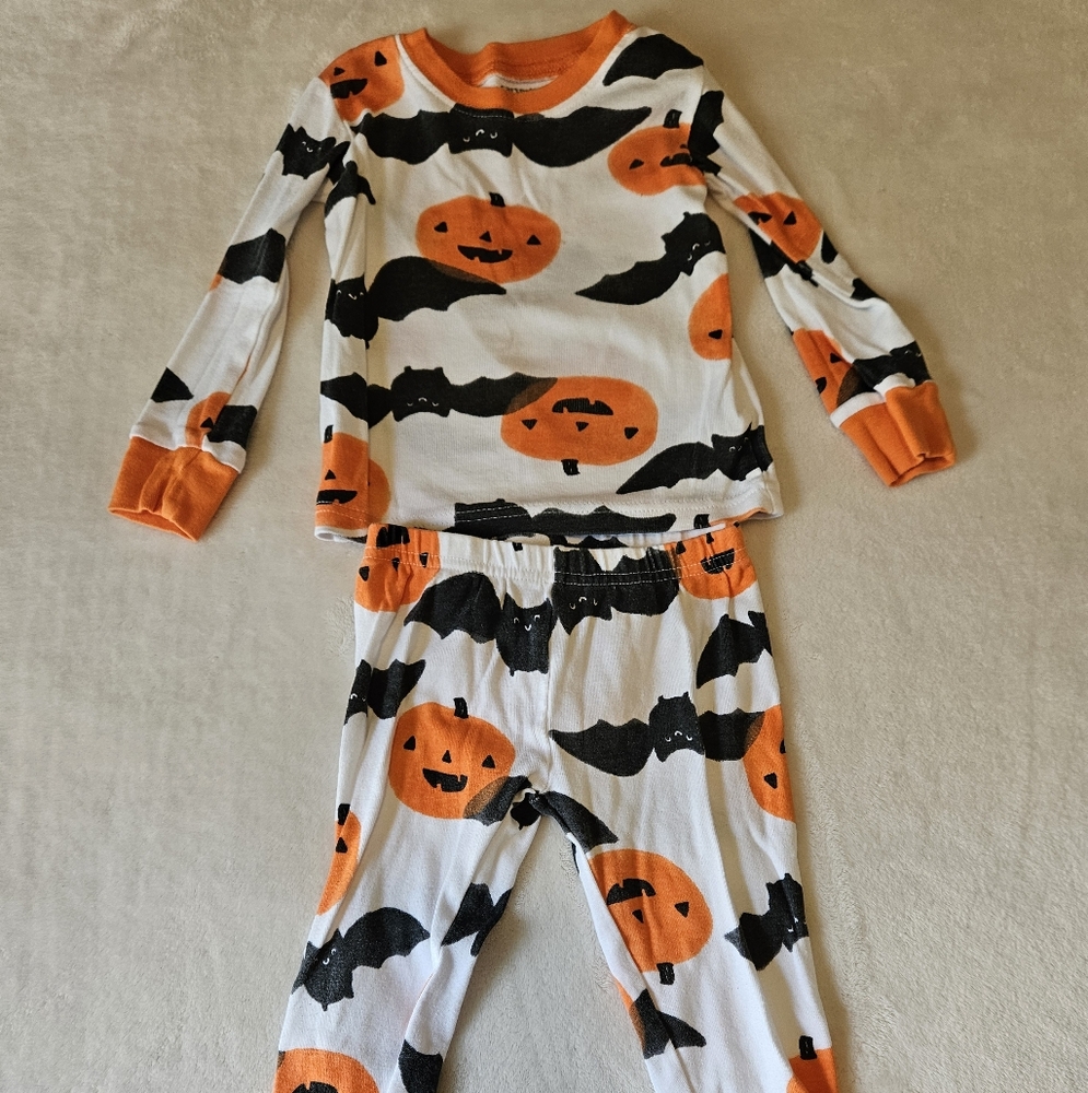 Carter's Toddler Halloween Pumpkin And Bats Pajamas 2t/2A